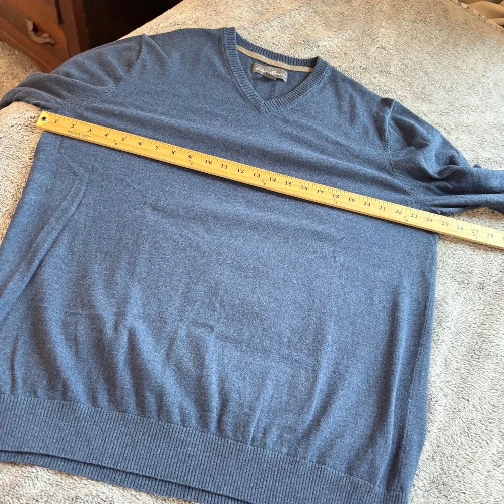 Eddie Bauer Mens V-Neck Sweater XL Tall‎ Merino Wool Blend Preppy Heritage 19574